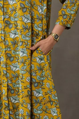 workwear women floral printed regular kurta with trousers