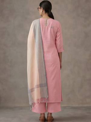 classic women printed regular cotton kurta with palazzos & with dupatta 3