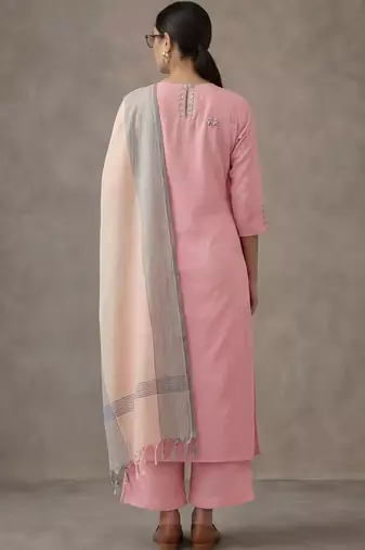 classic women printed regular cotton kurta with palazzos & with dupatta