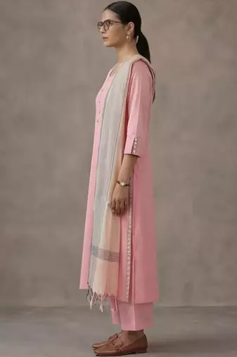 classic women printed regular cotton kurta with palazzos & with dupatta