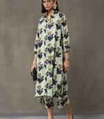 women floral printed regular cotton kurta with trousers