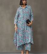 smart women floral printed regular kurta with trousers