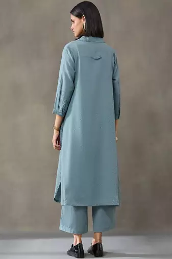 workwear women embroidered regular thread work kurta with trousers