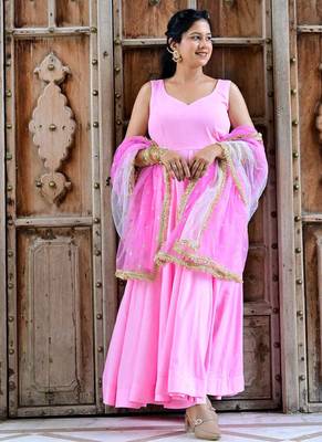 Pink bloom anarkali 1