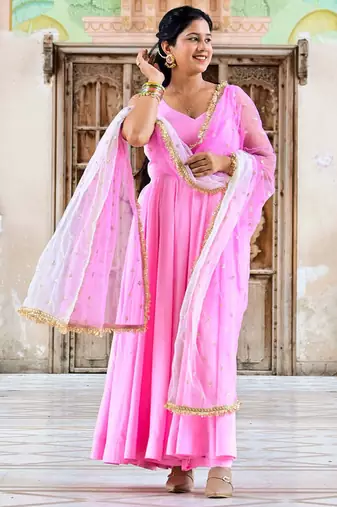 Pink bloom anarkali