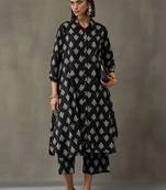 everyday workwear women floral printed regular cotton kurta with trousers