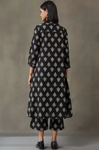 everyday workwear women floral printed regular cotton kurta with trousers