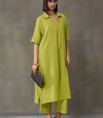 classic women embroidered regular thread work kurta with trousers