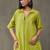 classic women embroidered regular thread work kurta with trousers