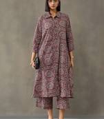 contemporary women floral printed regular cotton kurta with trousers