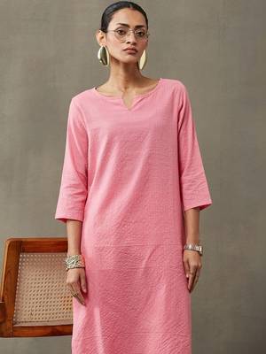 contemporary formal women thread work cotton kurta with trousers 3