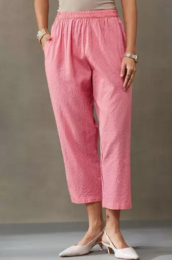 contemporary formal women thread work cotton kurta with trousers