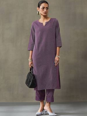 workwear women thread work cotton kurta with trousers 1