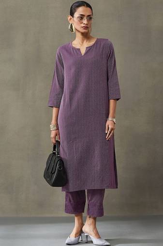 workwear women thread work cotton kurta with trousers