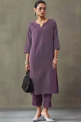 workwear women thread work cotton kurta with trousers