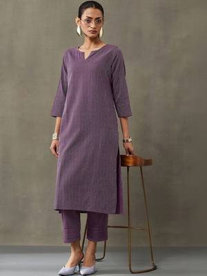 workwear women thread work cotton kurta with trousers 2