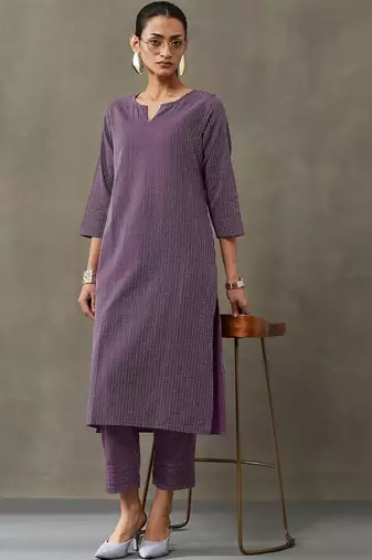 workwear women thread work cotton kurta with trousers