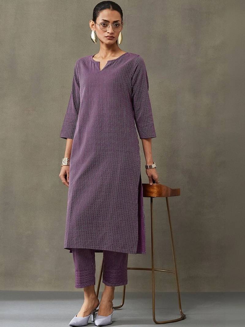 workwear women thread work cotton kurta with trousers