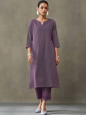 workwear women thread work cotton kurta with trousers 6
