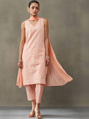 everyday classic women ethnic motifs printed regular cotton kurta with palazzos & with dupatta 6
