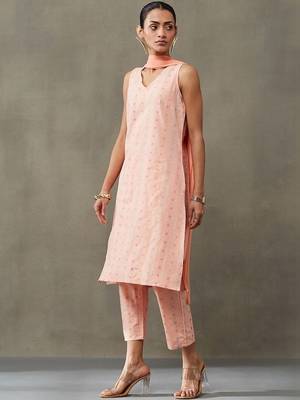 everyday classic women ethnic motifs printed regular cotton kurta with palazzos & with dupatta 7