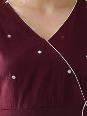 workwear women embroidered angrakha mirror work cotton kurta with trousers 2
