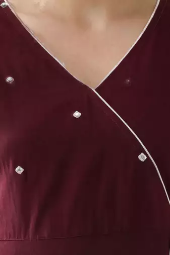 workwear women embroidered angrakha mirror work cotton kurta with trousers