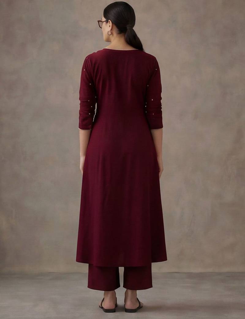 workwear women embroidered angrakha mirror work cotton kurta with trousers