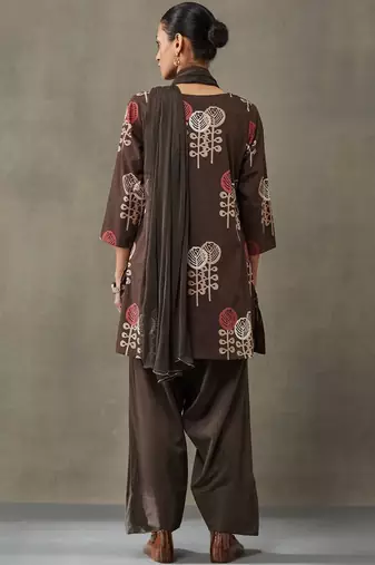 formal women floral printed regular cotton kurta with palazzos