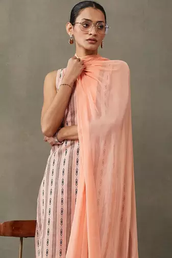 office women floral printed regular cotton kurta with trousers & with dupatta