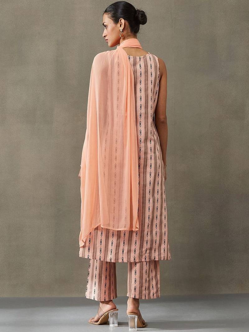 office women floral printed regular cotton kurta with trousers & with dupatta