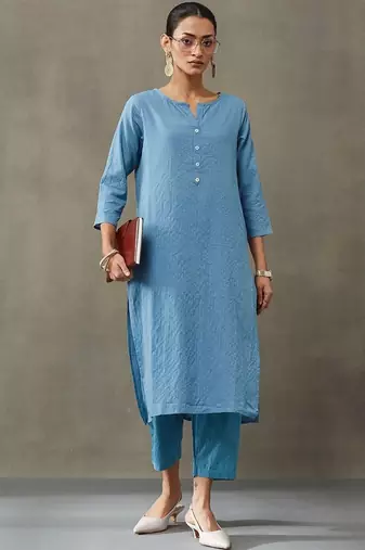 workwear women thread work cotton kurta with trousers