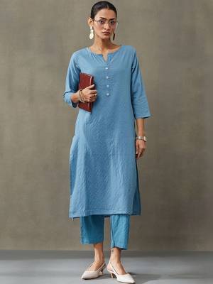 workwear women thread work cotton kurta with trousers 2