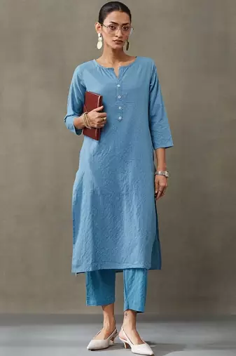 workwear women thread work cotton kurta with trousers