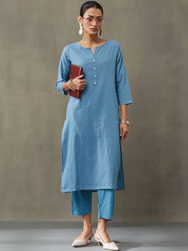 workwear women thread work cotton kurta with trousers