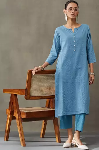 workwear women thread work cotton kurta with trousers