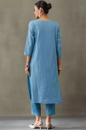 workwear women thread work cotton kurta with trousers