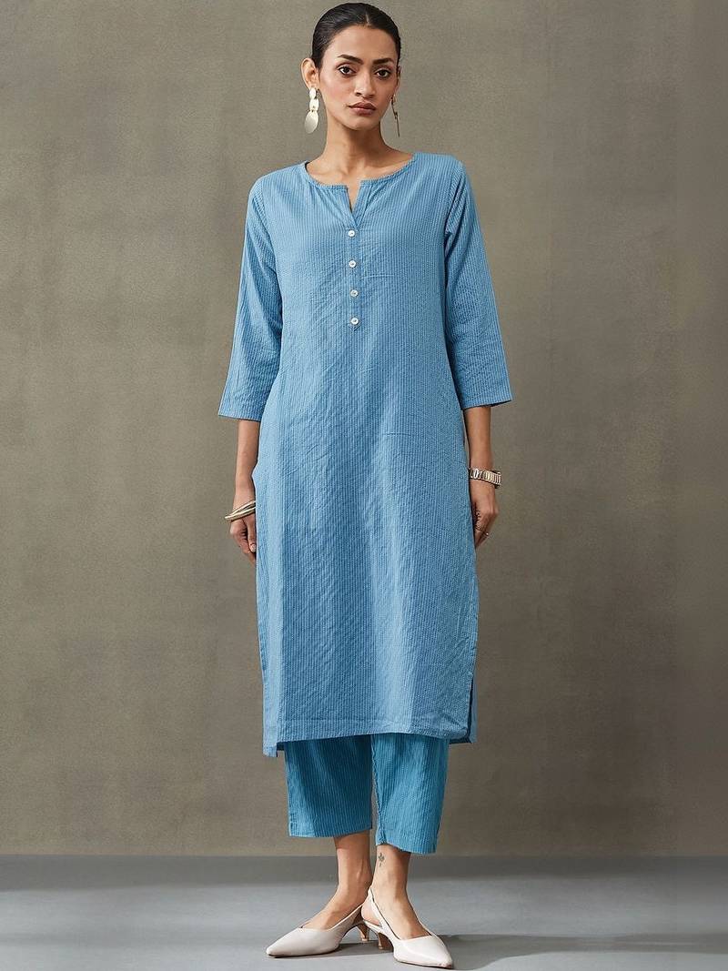 workwear women thread work cotton kurta with trousers