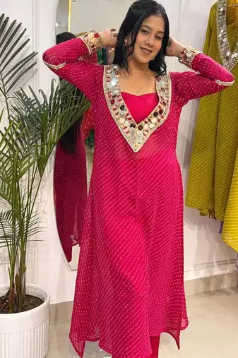 Gulabi muse lehariya co-ord  set
