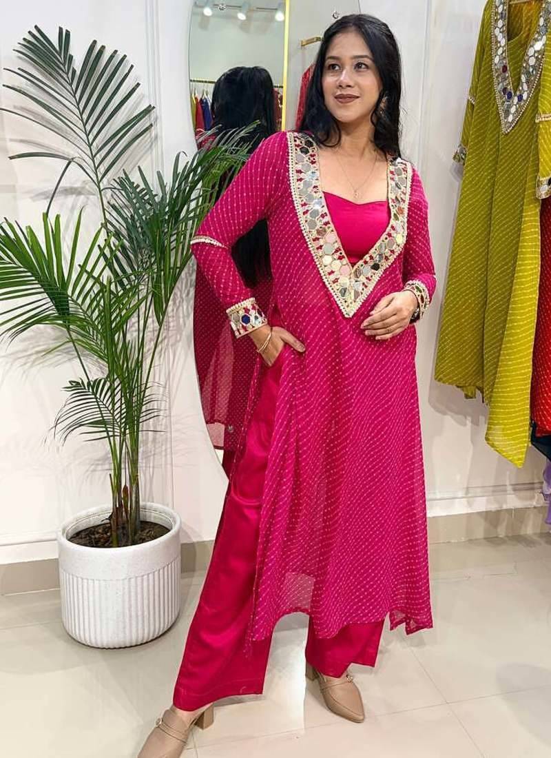 Gulabi muse lehariya co-ord  set