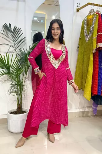 Gulabi muse lehariya co-ord  set