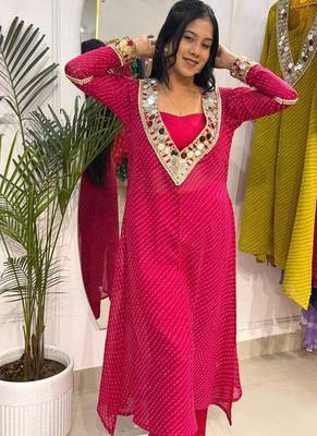 Gulabi muse lehariya co-ord  set 2