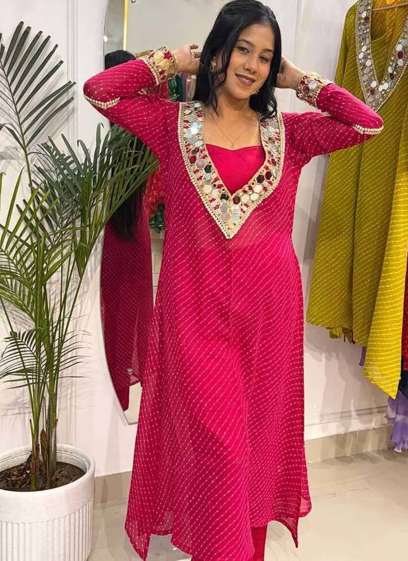Gulabi muse lehariya co-ord  set