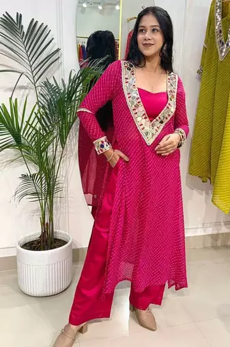 Gulabi muse lehariya co-ord  set