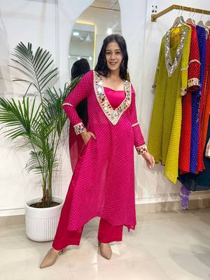 Gulabi muse lehariya co-ord  set 4