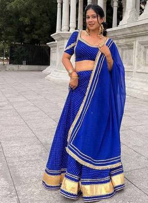 Royal blue leheriya lehenga 1