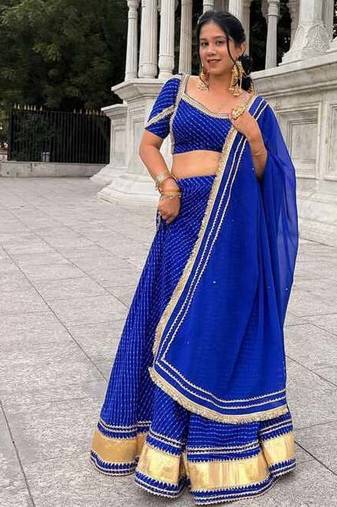 Royal blue leheriya lehenga
