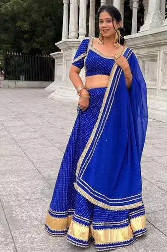 Royal blue leheriya lehenga