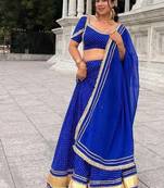 Royal blue leheriya lehenga