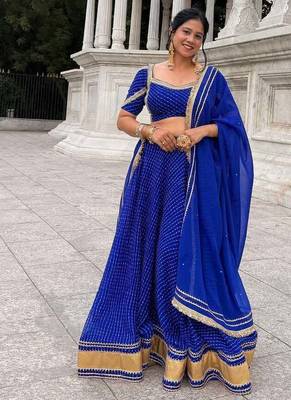 Royal blue leheriya lehenga 3